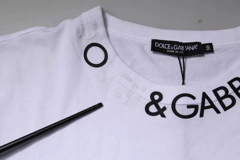 Dolce & Gabbana White Cotton Logo Crew Neck Short Sleeves Men's T-shirt (Pre-Owned) 7 Dolce & Gabbana White Cotton Logo Crew Neck Short Sleeves Men's T-shirt (Pre-Owned) - Image 5