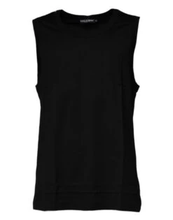 Dolce & Gabbana Black Cotton Round Neck Sleeveless Men's T-shirt
