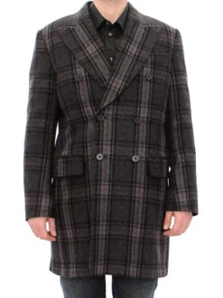 Dolce & Gabbana Gray Double Breasted Coat Men's Jacket