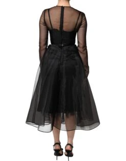 Dolce & Gabbana Black Tulle A-line Midi Cocktail Gown Women's Dress 9 Dolce & Gabbana Black Tulle A-line Midi Cocktail Gown Women's Dress -Lux Lair Store 5395894