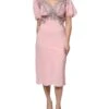 Ermanno Scervino Pink Floral Lace Short Sleeves V-neck Midi Women's Dress -Lux Lair Store 5397780