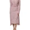 Ermanno Scervino Pink Stripes Silk Long Sleeves Midi Women's Dress (Pre-Owned) -Lux Lair Store 5399045
