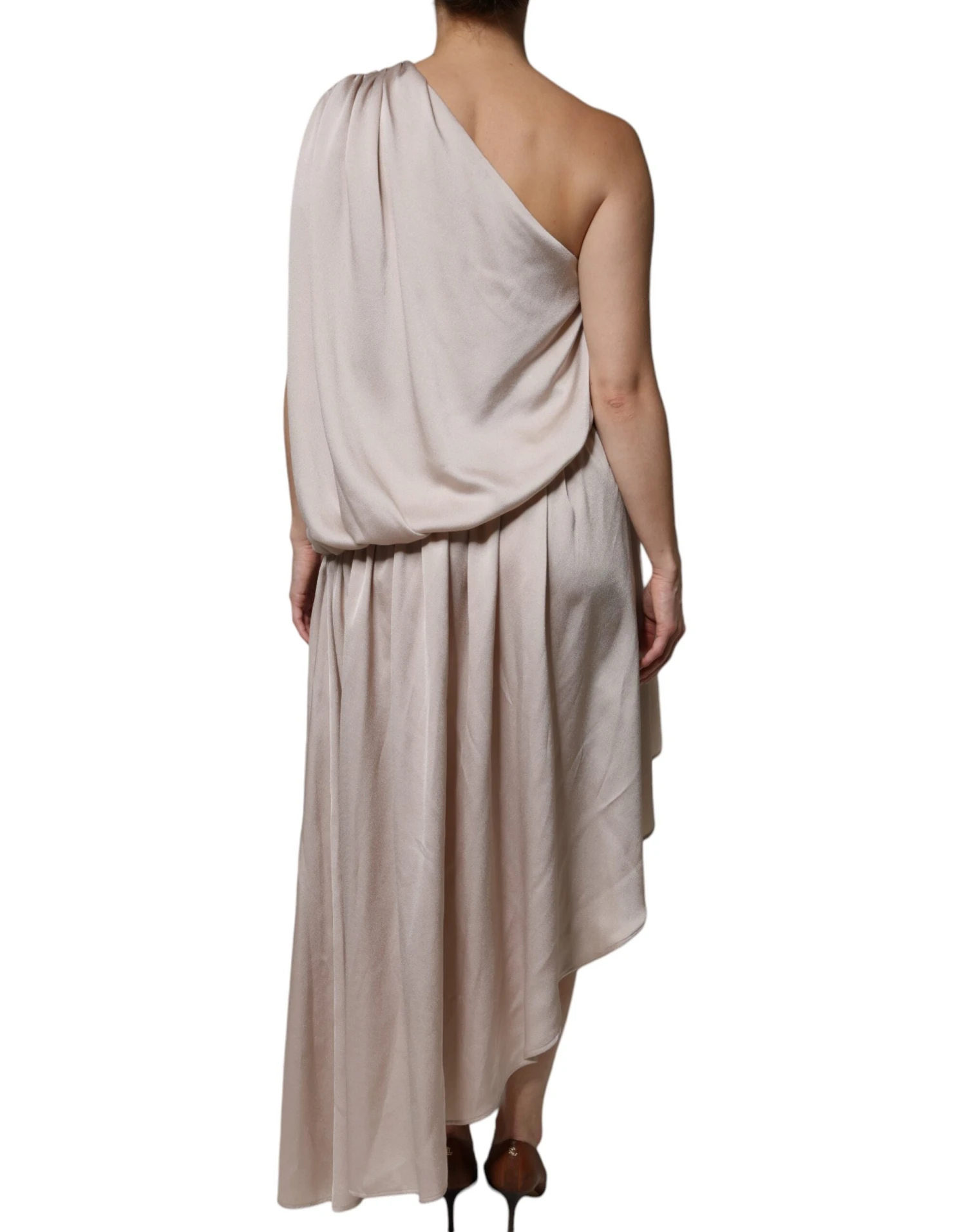 Christian Pellizzari Beige One Shoulder Asymmetric Drape Women's Dress (Pre-Owned) 5 Christian Pellizzari Beige One Shoulder Asymmetric Drape Women's Dress (Pre-Owned) - Image 3