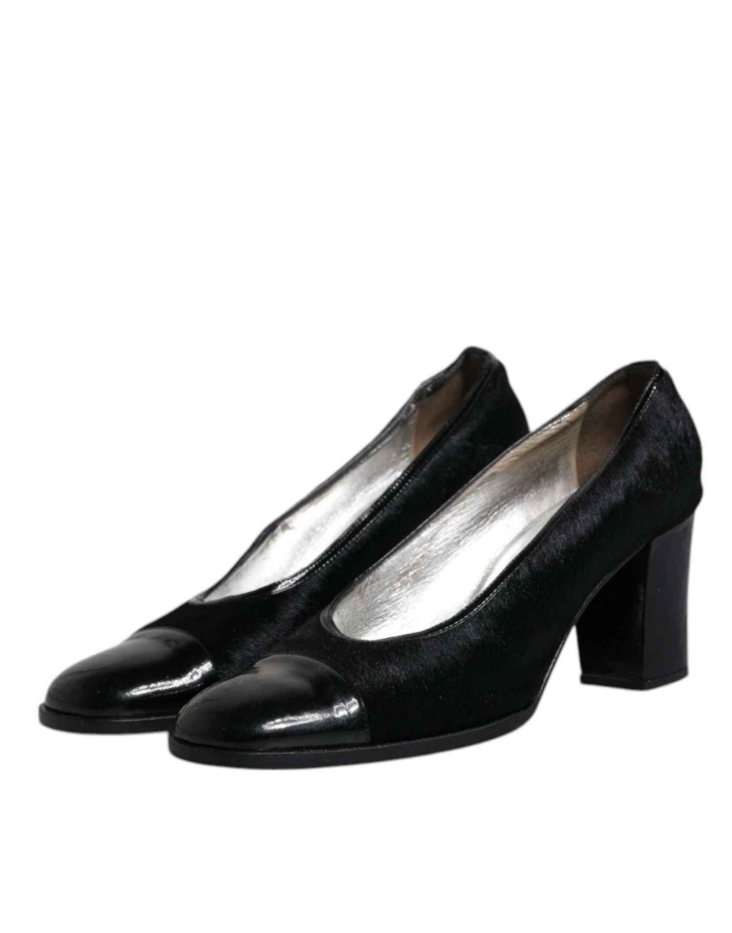 Dolce & Gabbana Black Leather Block Heels Pumps Women's Shoes (Pre-Owned) 6 Dolce & Gabbana Black Leather Block Heels Pumps Women's Shoes (Pre-Owned) - Image 4