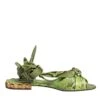 Dolce & Gabbana Green Animal Print Ankle Wrap Sandals Women's Shoes -Lux Lair Store 5404691