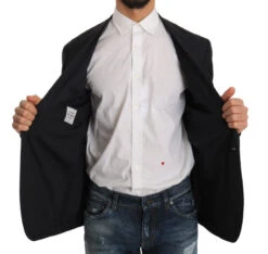 Dolce & Gabbana Gray Striped Wool Jacket Coat Slim Men's Blazer -Lux Lair Store 541018