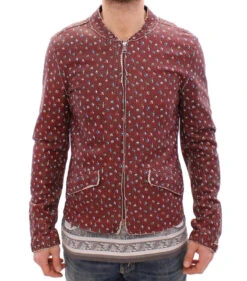 Dolce & Gabbana Bordeaux Leather Boxer Print Jacket Men's Coat