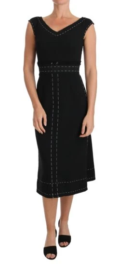 Dolce & Gabbana Black Wool Stretch A-line Sheath Women's Dress