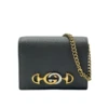 Gucci Zumi Women's Grey Leather Gold Chain Bi-Fold Mini Wallet GG Logo 1 Gucci Zumi Women's Grey Leather Gold Chain Bi-Fold Mini Wallet GG Logo -Lux Lair Store 570660 201275 1