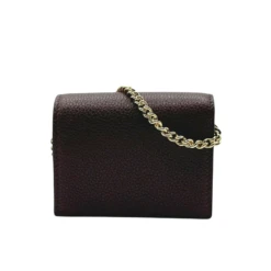Gucci Zumi Burgundy Leather Gold Chain Bi-Fold Mini Wallet -Lux Lair Store 570660 206629 5