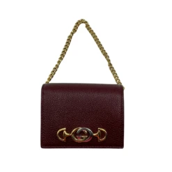 Gucci Zumi Burgundy Leather Gold Chain Bi-Fold Mini Wallet -Lux Lair Store 570660 206629 6