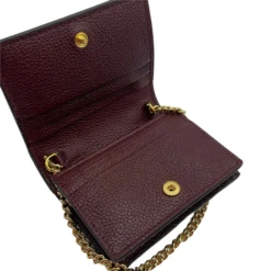 Gucci Zumi Burgundy Leather Gold Chain Bi-Fold Mini Wallet -Lux Lair Store 570660 206629 8