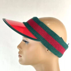 Gucci Unisex Red Vinyl Visor Hat W/Green Red Banded Headband (57 Cm / S) -Lux Lair Store 576251 3174 808832360 s57cm 3