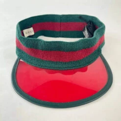 Gucci Unisex Red Vinyl Visor Hat W/Green Red Banded Headband (57 Cm / S) -Lux Lair Store 576251 3174 808832360 s57cm 4