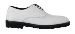 Dolce & Gabbana White Leather Derby Dress Formal Men's Shoes