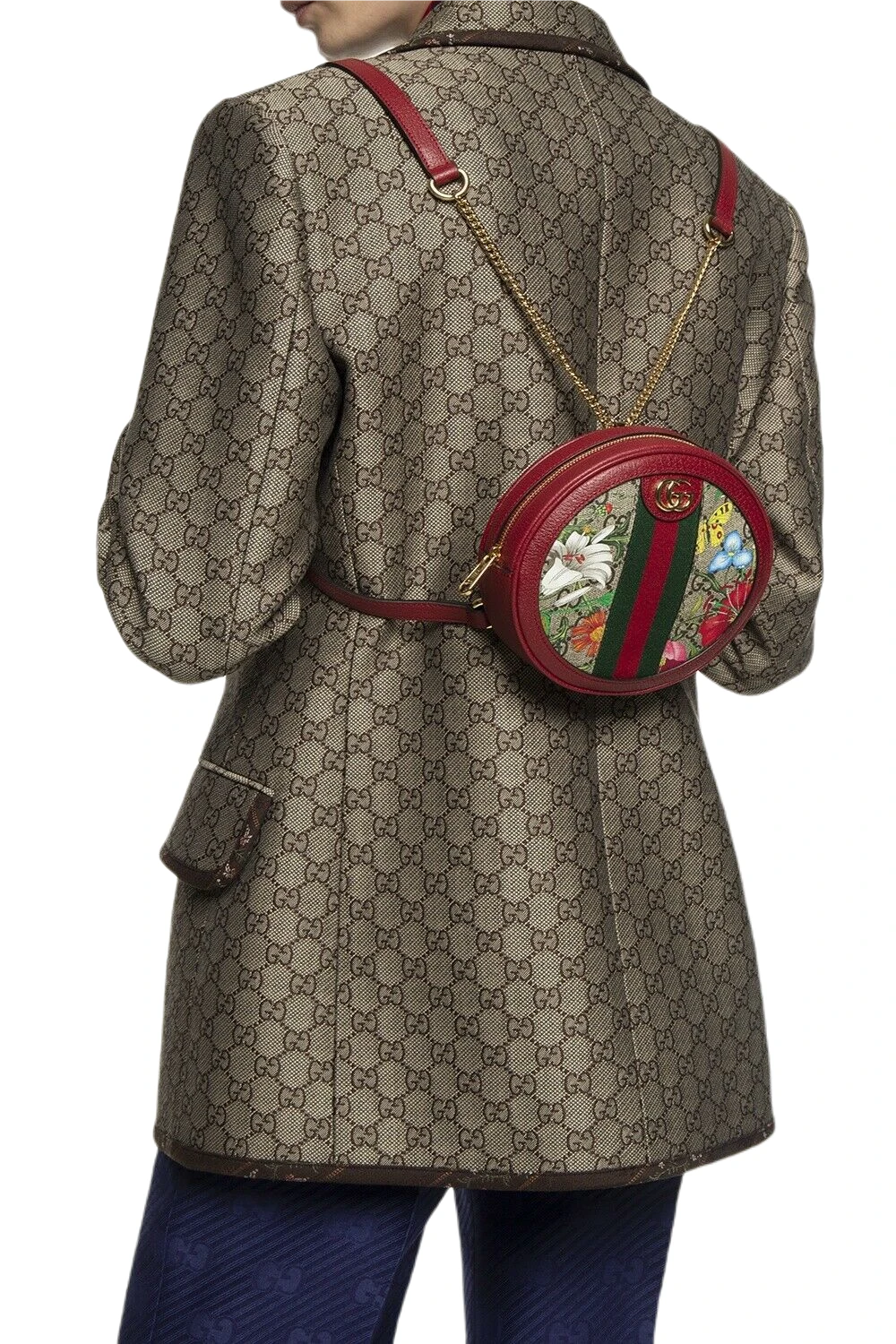 Gucci GG Supreme Monogram Web Flora Mini Ophidia Round Backpack Red 4 Gucci GG Supreme Monogram Web Flora Mini Ophidia Round Backpack Red - Image 2