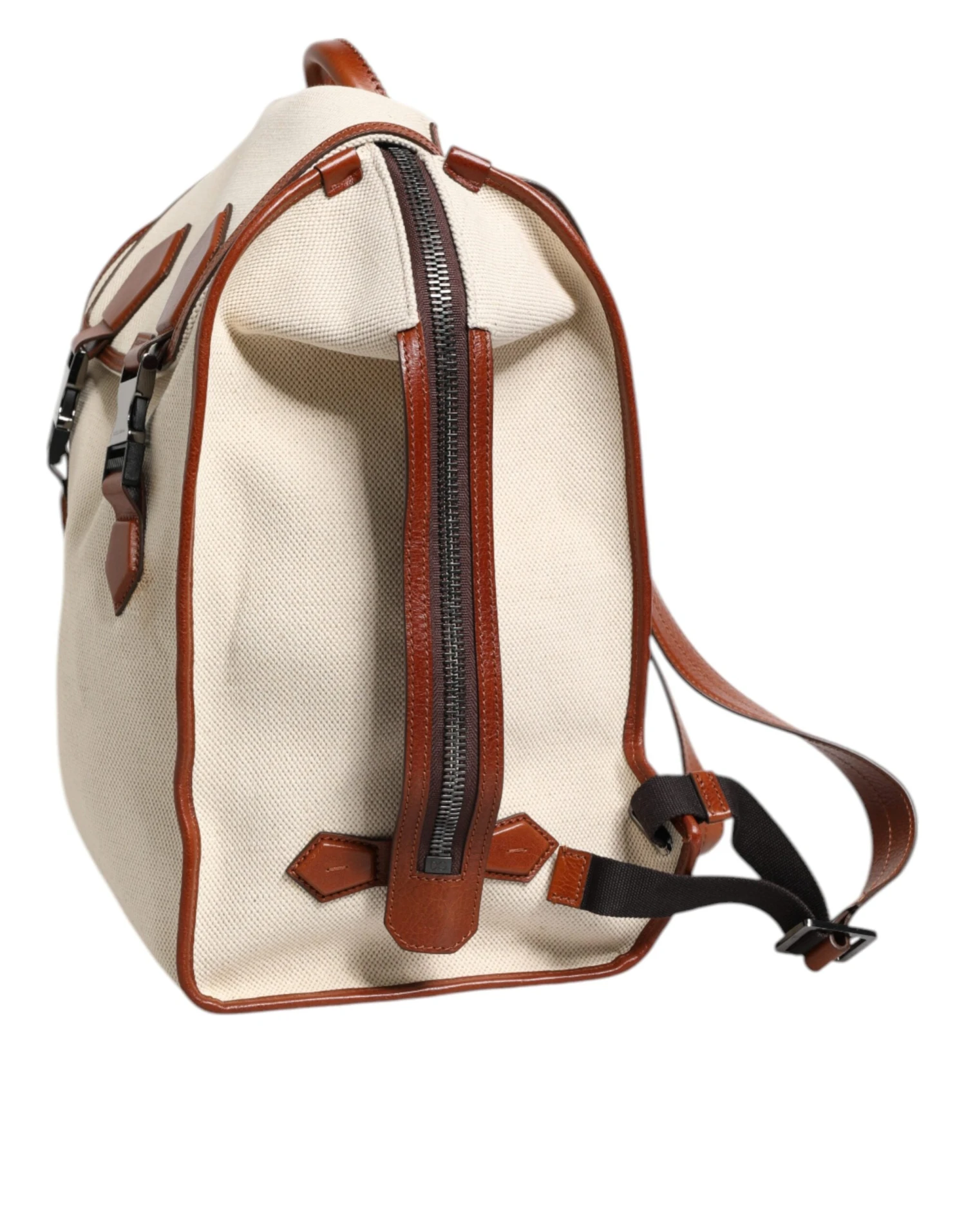 Dolce & Gabbana Beige Brown Canvas Leather Travel Back Pack Men's Bag (Pre-Owned) 5 Dolce & Gabbana Beige Brown Canvas Leather Travel Back Pack Men's Bag (Pre-Owned) - Image 3
