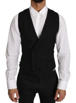 Dolce & Gabbana Gray Wool Double Breasted Waistcoat Men's Vest
