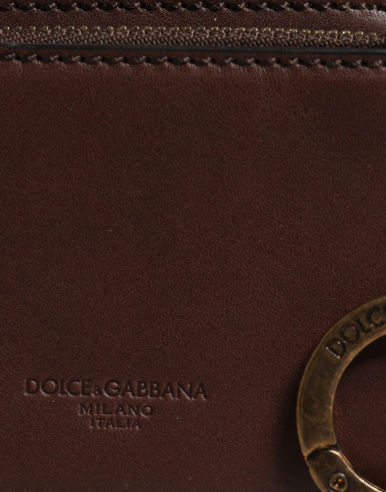 Dolce & Gabbana Brown Leather Zip Logo Keyring Coin Purse Keyring Men's Wallet (Pre-Owned) 4 Dolce & Gabbana Brown Leather Zip Logo Keyring Coin Purse Keyring Men's Wallet (Pre-Owned) - Image 2