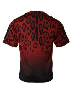 Dolce & Gabbana Red Leopard Cotton Short Sleeves Men's T-shirt -Lux Lair Store 6095286