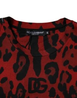 Dolce & Gabbana Red Leopard Cotton Short Sleeves Men's T-shirt -Lux Lair Store 6095287