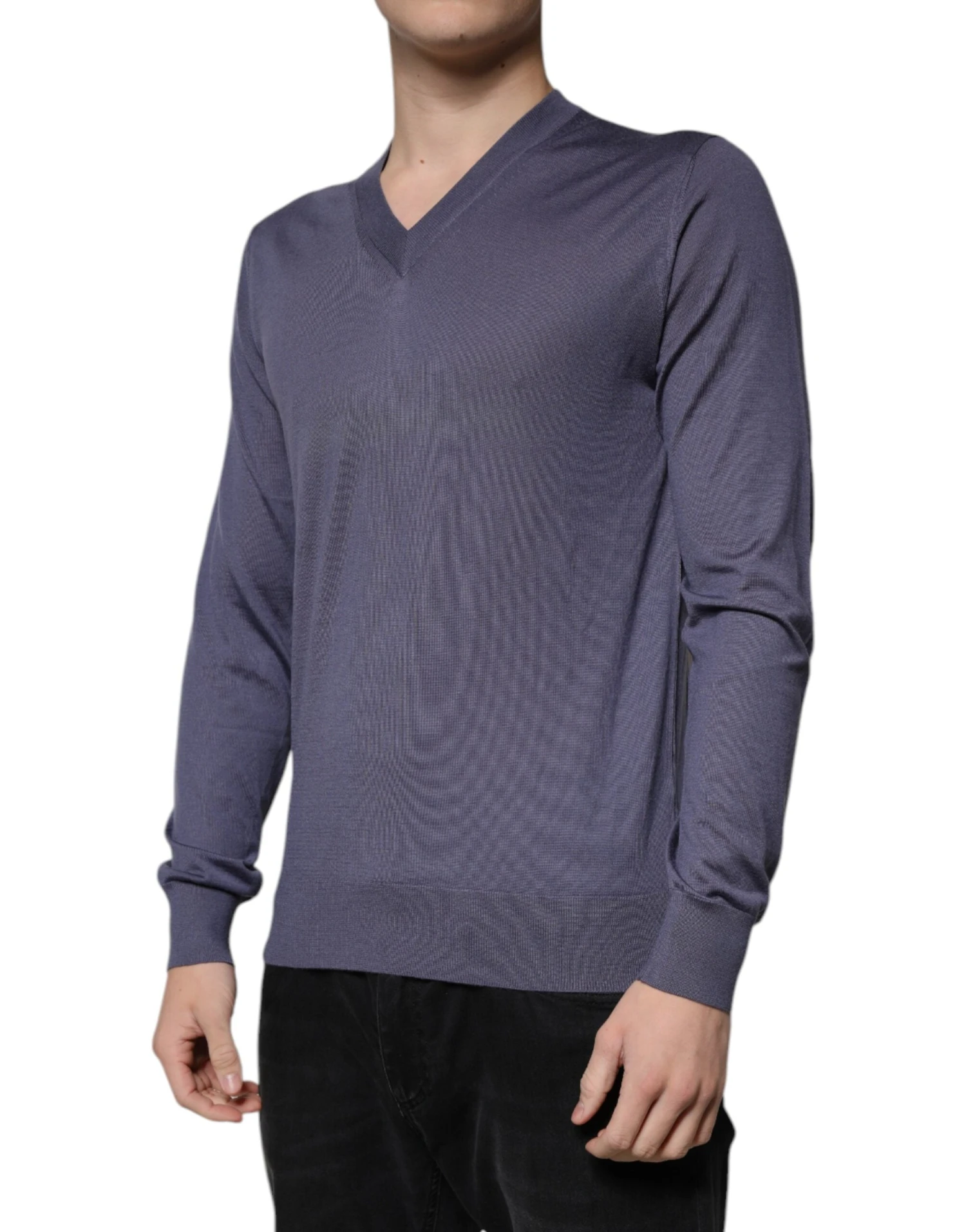 Dolce & Gabbana Gray Cashmere V-neck Men Pullover Men's Sweater (Pre-Owned) 4 Dolce & Gabbana Gray Cashmere V-neck Men Pullover Men's Sweater (Pre-Owned) - Image 2