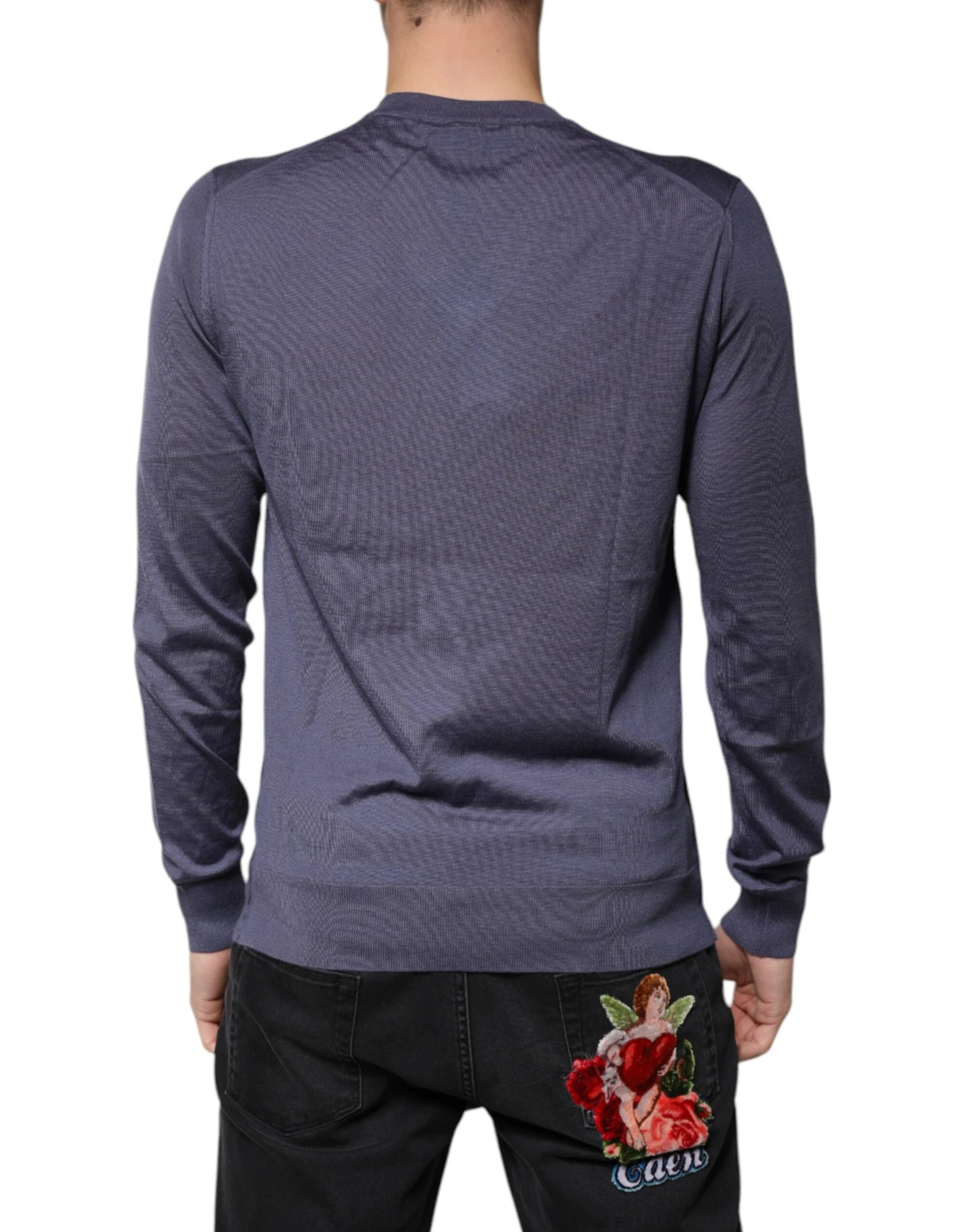 Dolce & Gabbana Gray Cashmere V-neck Men Pullover Men's Sweater (Pre-Owned) 5 Dolce & Gabbana Gray Cashmere V-neck Men Pullover Men's Sweater (Pre-Owned) - Image 3