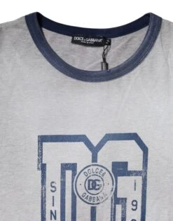 Dolce & Gabbana Gray Logo Print Cotton Crew Neck Men's T-shirt -Lux Lair Store 6104554