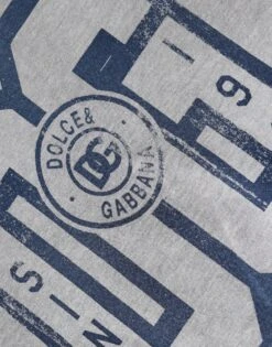 Dolce & Gabbana Gray Logo Print Cotton Crew Neck Men's T-shirt -Lux Lair Store 6104555