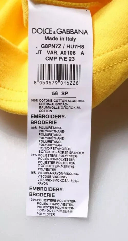 Dolce & Gabbana Yellow Crew Neck Short Sleeves Men's T-shirt 6 Dolce & Gabbana Yellow Crew Neck Short Sleeves Men's T-shirt - Image 4