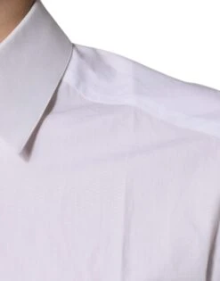 Dolce & Gabbana White Cotton Long Sleeves GOLD Dress Men's Shirt -Lux Lair Store 6105071