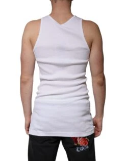 Dolce & Gabbana White Cotton Sleeveless Round Neck Tank Men's T-shirt -Lux Lair Store 6107179
