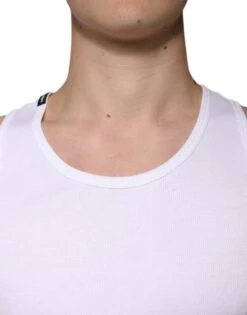 Dolce & Gabbana White Cotton Sleeveless Round Neck Tank Men's T-shirt -Lux Lair Store 6107185