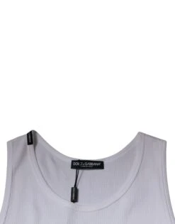 Dolce & Gabbana White Cotton Sleeveless Round Neck Tank Men's T-shirt -Lux Lair Store 6107196