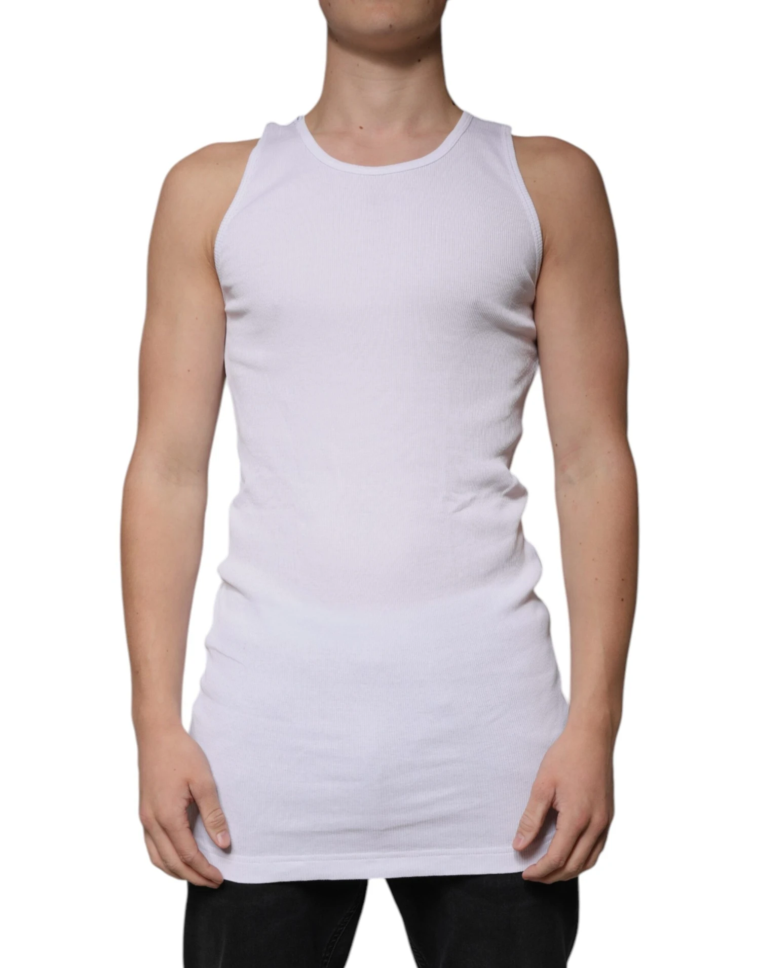 Dolce & Gabbana White Cotton Sleeveless Round Neck Tank Men's T-shirt (Pre-Owned) 3 Dolce & Gabbana White Cotton Sleeveless Round Neck Tank Men's T-shirt (Pre-Owned)