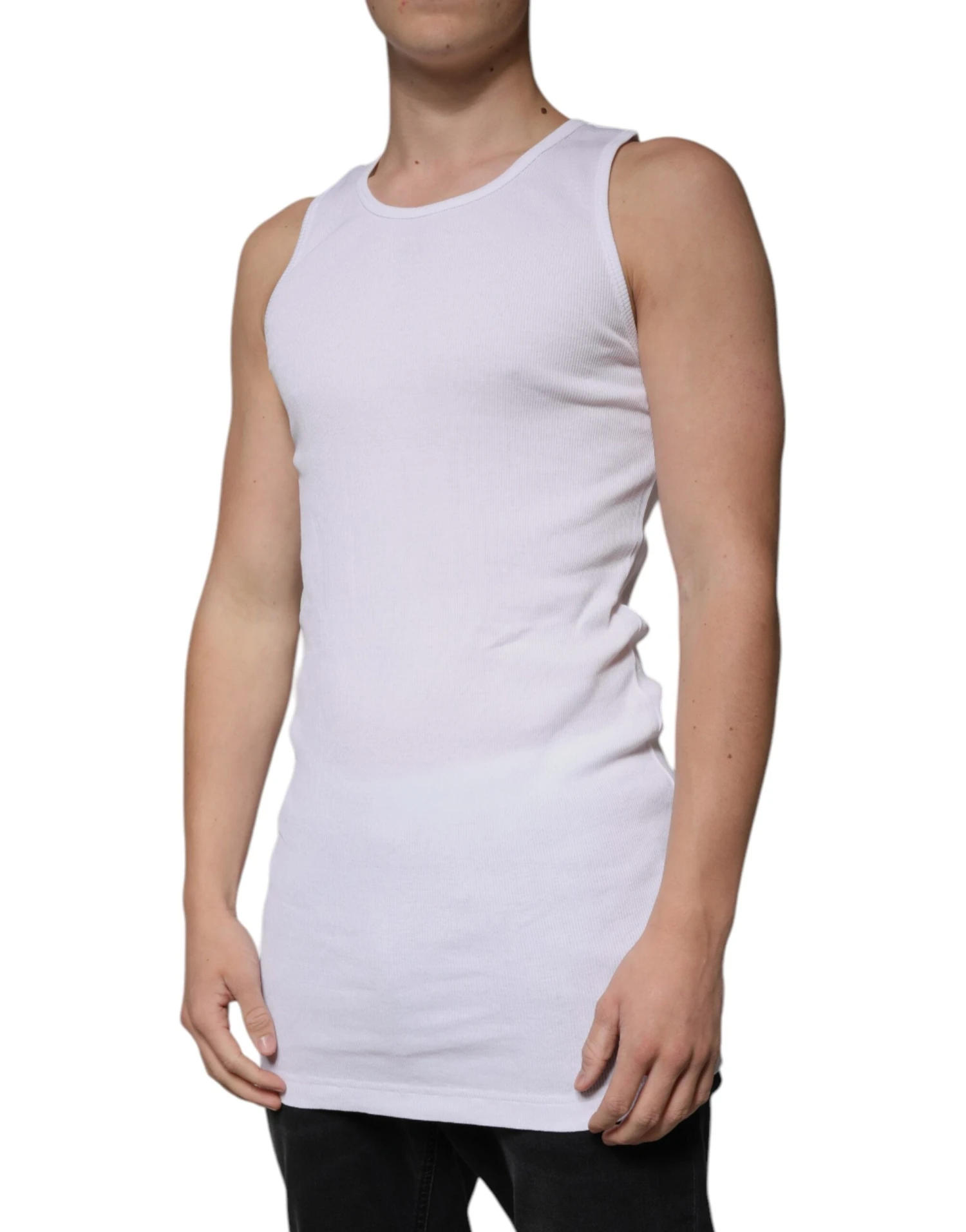 Dolce & Gabbana White Cotton Sleeveless Round Neck Tank Men's T-shirt (Pre-Owned) 4 Dolce & Gabbana White Cotton Sleeveless Round Neck Tank Men's T-shirt (Pre-Owned) - Image 2