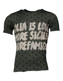 Dolce & Gabbana Gray Sicilia Cotton Crew Neck Men's T-shirt (Pre-Owned)