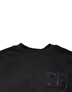 Dolce & Gabbana Black DG Logo Print Cotton Crew Neck Men's T-shirt -Lux Lair Store 6123177