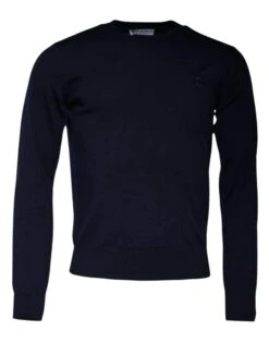 Dolce & Gabbana Blue DG Logo Wool Crew Neck Pullover Men's Sweater (Pre-Owned)