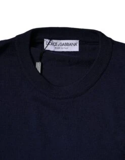 Dolce & Gabbana Blue DG Logo Wool Crew Neck Pullover Men's Sweater (Pre-Owned) -Lux Lair Store 6126868