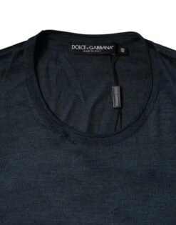 Dolce & Gabbana Dark Blue Silk Crew Neck Short Sleeve Men's T-shirt (Pre-Owned) -Lux Lair Store 6126978
