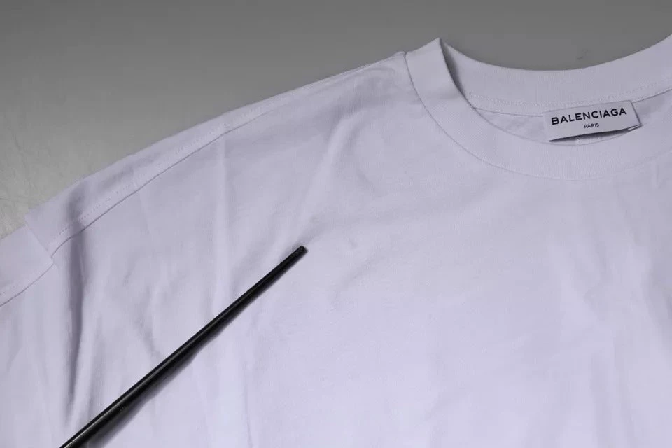 Balenciaga White Logo Cotton Crew Neck Short Sleeves Men's T-shirt (Pre-Owned) 7 Balenciaga White Logo Cotton Crew Neck Short Sleeves Men's T-shirt (Pre-Owned) - Image 5