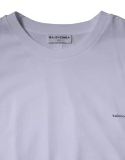 Balenciaga White Logo Cotton Crew Neck Short Sleeves Men's T-shirt -Lux Lair Store 6129084