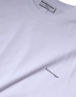 Balenciaga White Logo Cotton Crew Neck Short Sleeves Men's T-shirt -Lux Lair Store 6129085