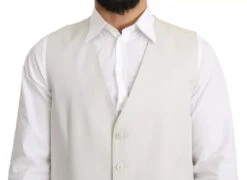 Dolce & Gabbana Off-White Cotton Silk Formal Coat Men's Vest (Pre-Owned) -Lux Lair Store 6138896