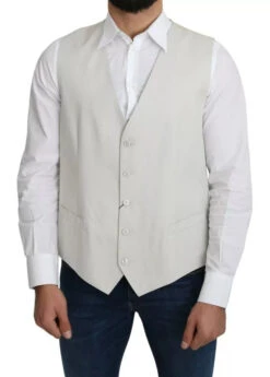 Dolce & Gabbana Off-White Cotton Silk Formal Coat Men's Vest (Pre-Owned) -Lux Lair Store 6138897