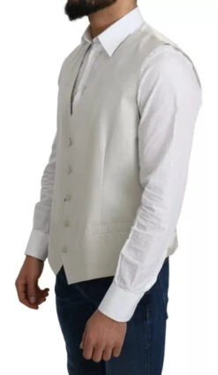 Dolce & Gabbana Off-White Cotton Silk Formal Coat Men's Vest (Pre-Owned) -Lux Lair Store 6138898