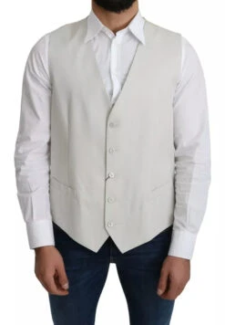 Dolce & Gabbana Off-White Cotton Silk Formal Coat Men's Vest (Pre-Owned)