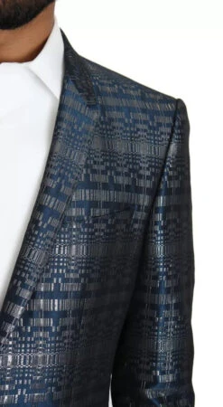 Dolce & Gabbana Blue Silver Shiny 2 Piece Slim GOLD Men's Suit -Lux Lair Store 6139303