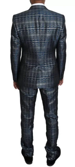 Dolce & Gabbana Blue Silver Shiny 2 Piece Slim GOLD Men's Suit -Lux Lair Store 6139308